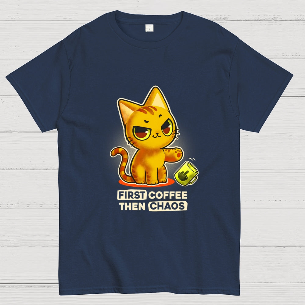 A Kitten For A Coffee Lover First Coffee Then Chaos  T-Shirt