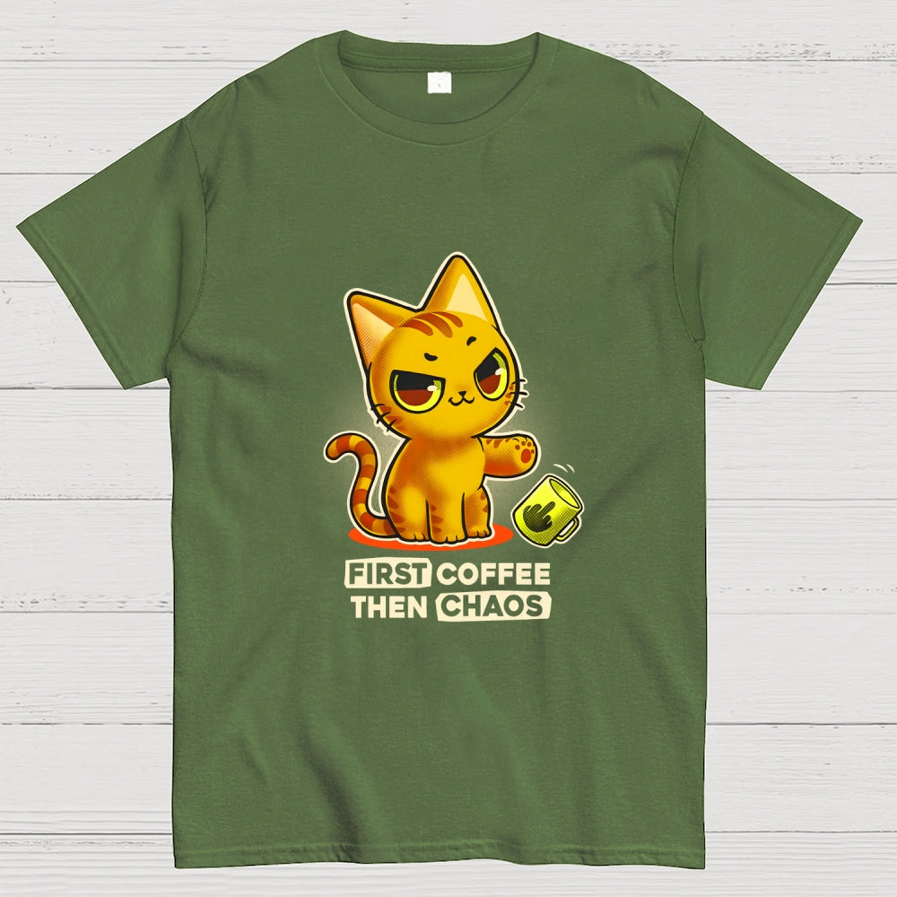 A Kitten For A Coffee Lover First Coffee Then Chaos  T-Shirt