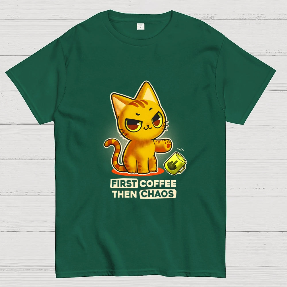 A Kitten For A Coffee Lover First Coffee Then Chaos  T-Shirt