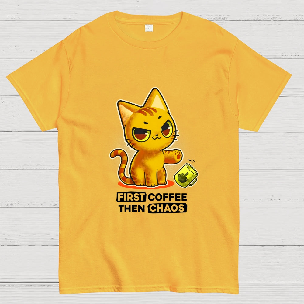 A Kitten For A Coffee Lover First Coffee Then Chaos  T-Shirt