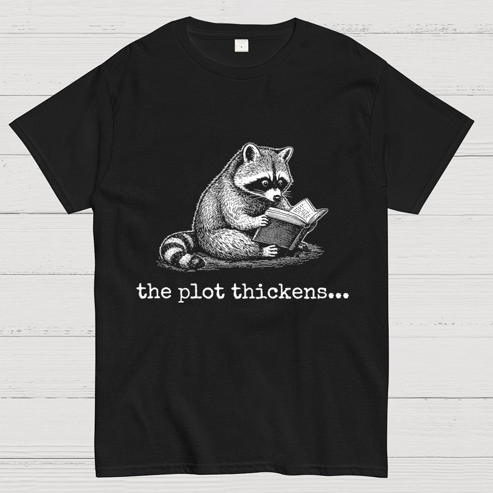 The Plot Thickens Bookish Raccoon Reading  T-Shirt