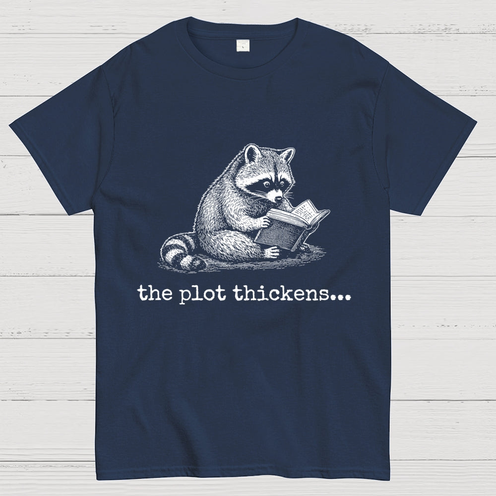 The Plot Thickens Bookish Raccoon Reading  T-Shirt