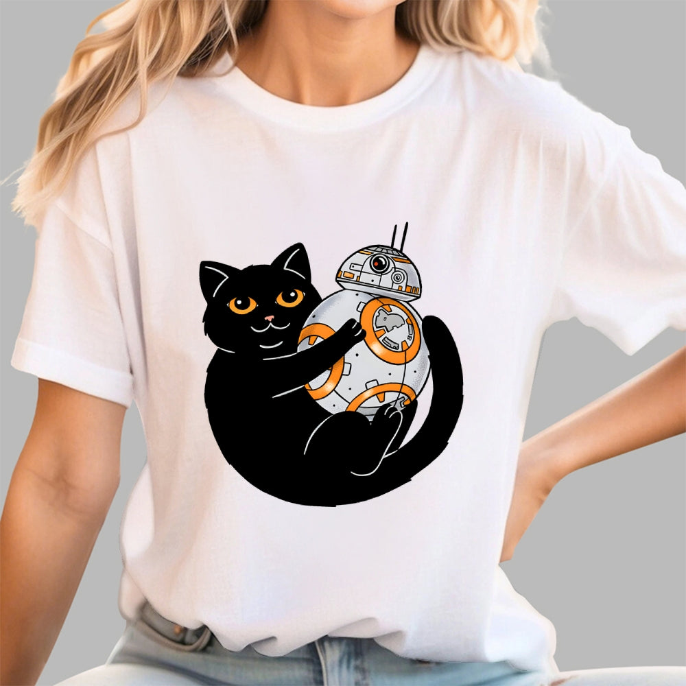 Cat And Droid  T-Shirt
