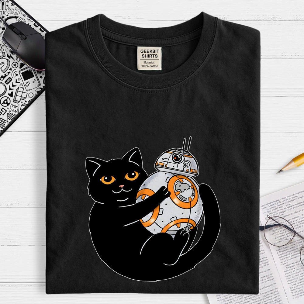 Cat And Droid  T-Shirt