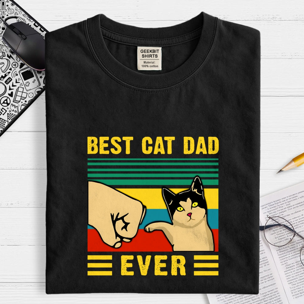 Best Cat Dad Fathers Day Funny  T-Shirt