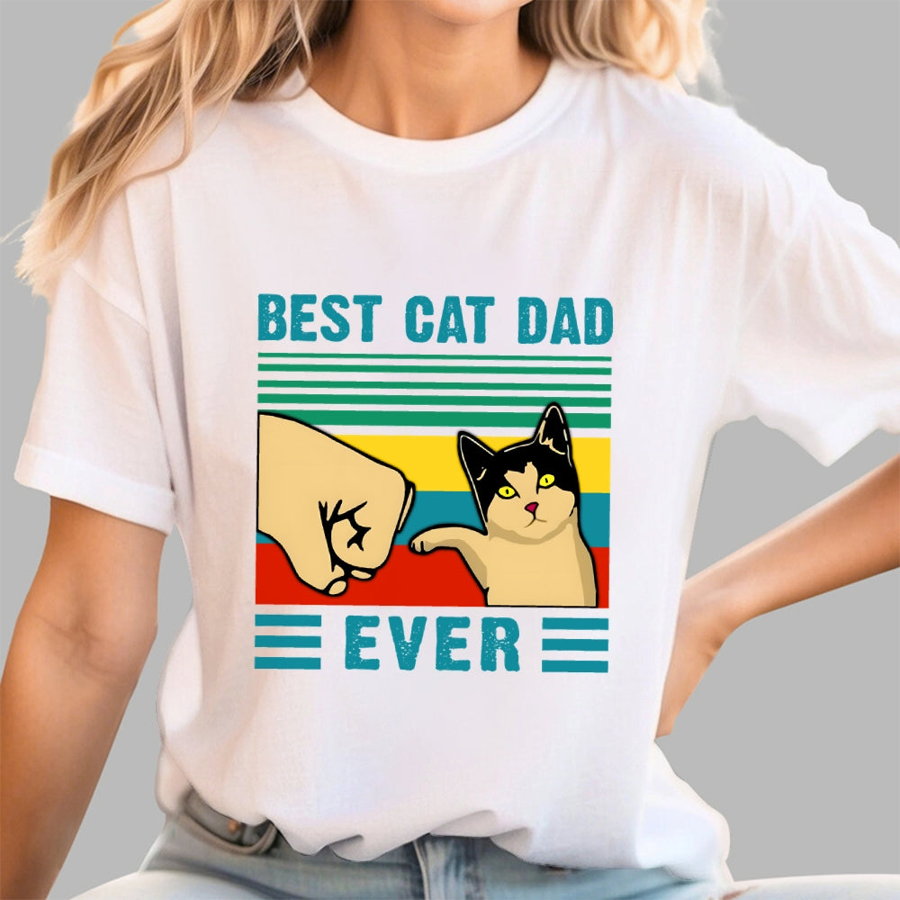 Best Cat Dad Fathers Day Funny  T-Shirt