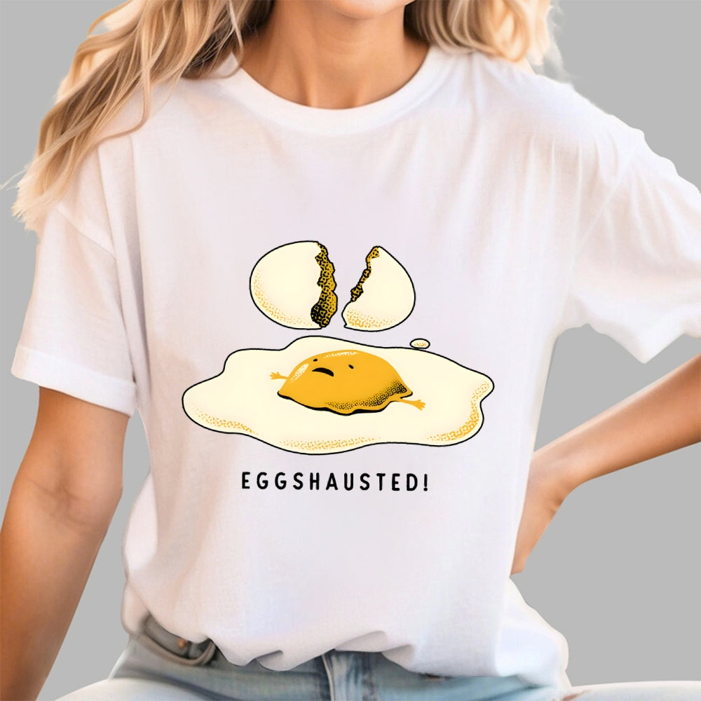 Egghausted Exhausted Funny Egg  T-Shirt