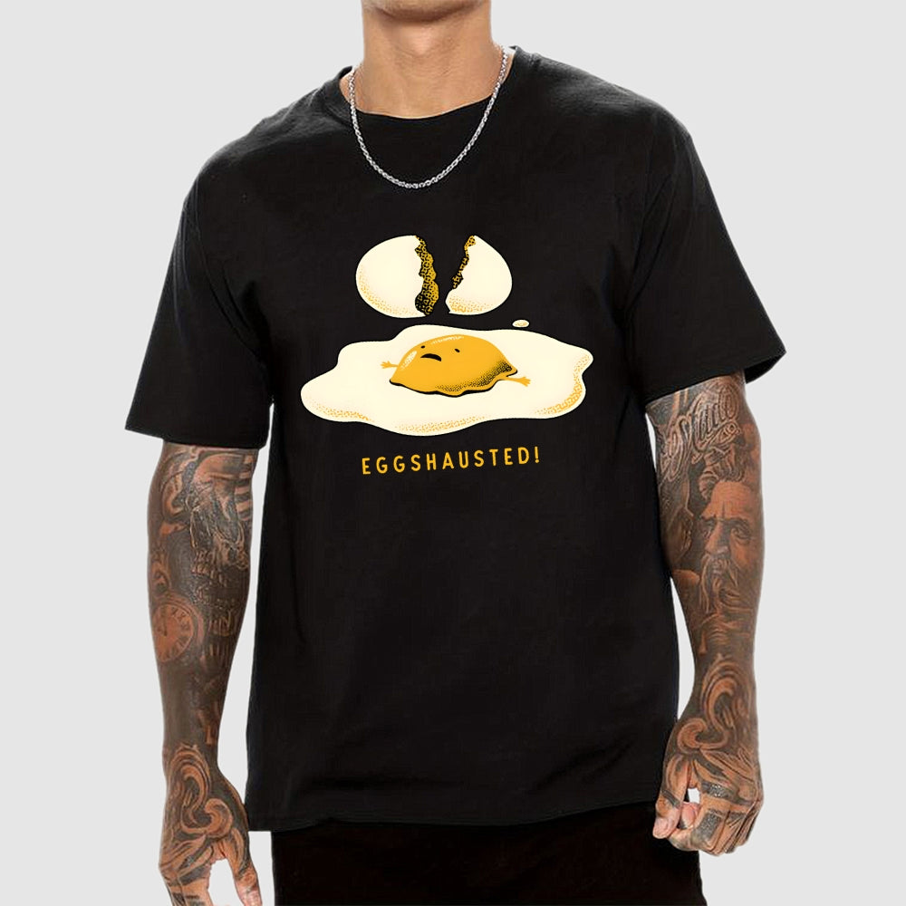 Egghausted Exhausted Funny Egg  T-Shirt