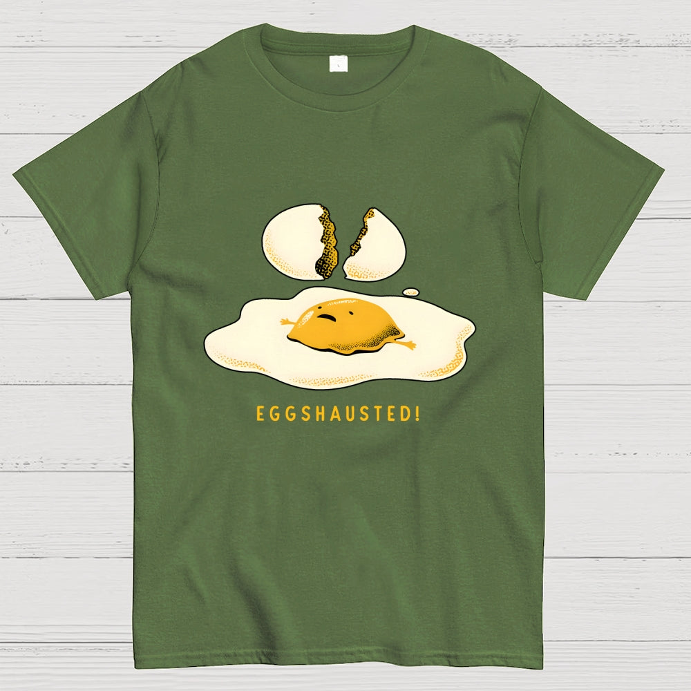 Egghausted Exhausted Funny Egg  T-Shirt