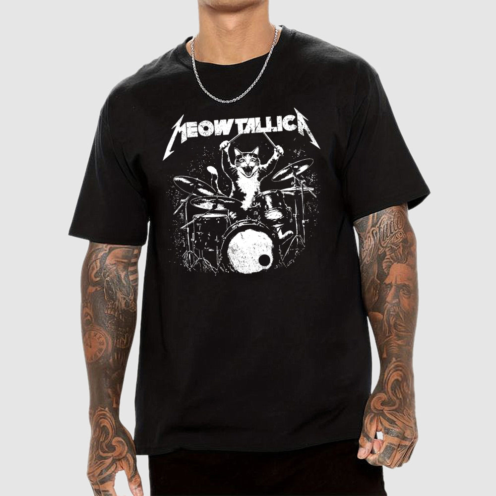 Meowtallica Cat Drummer funny cat  T-Shirt