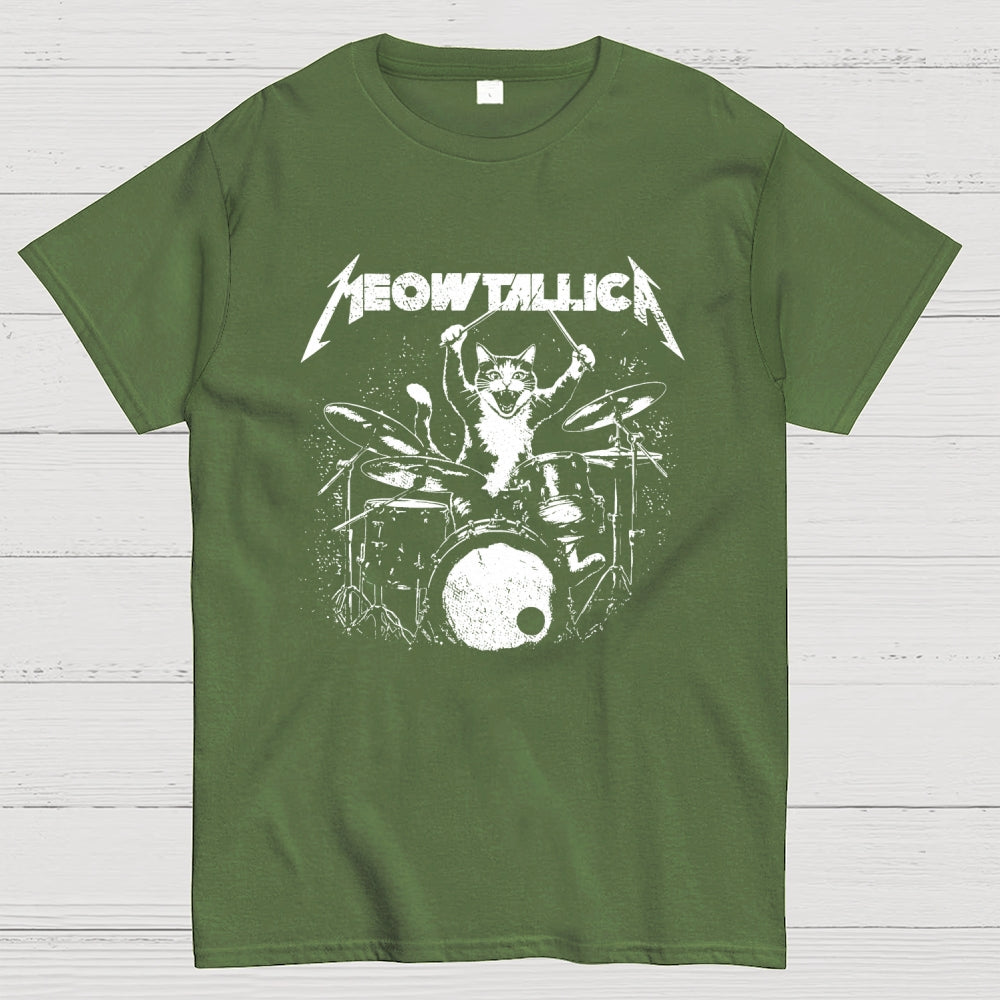 Meowtallica Cat Drummer funny cat  T-Shirt