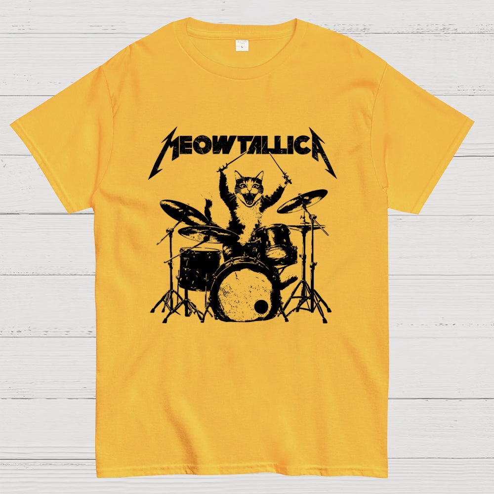 Meowtallica Cat Drummer funny cat  T-Shirt