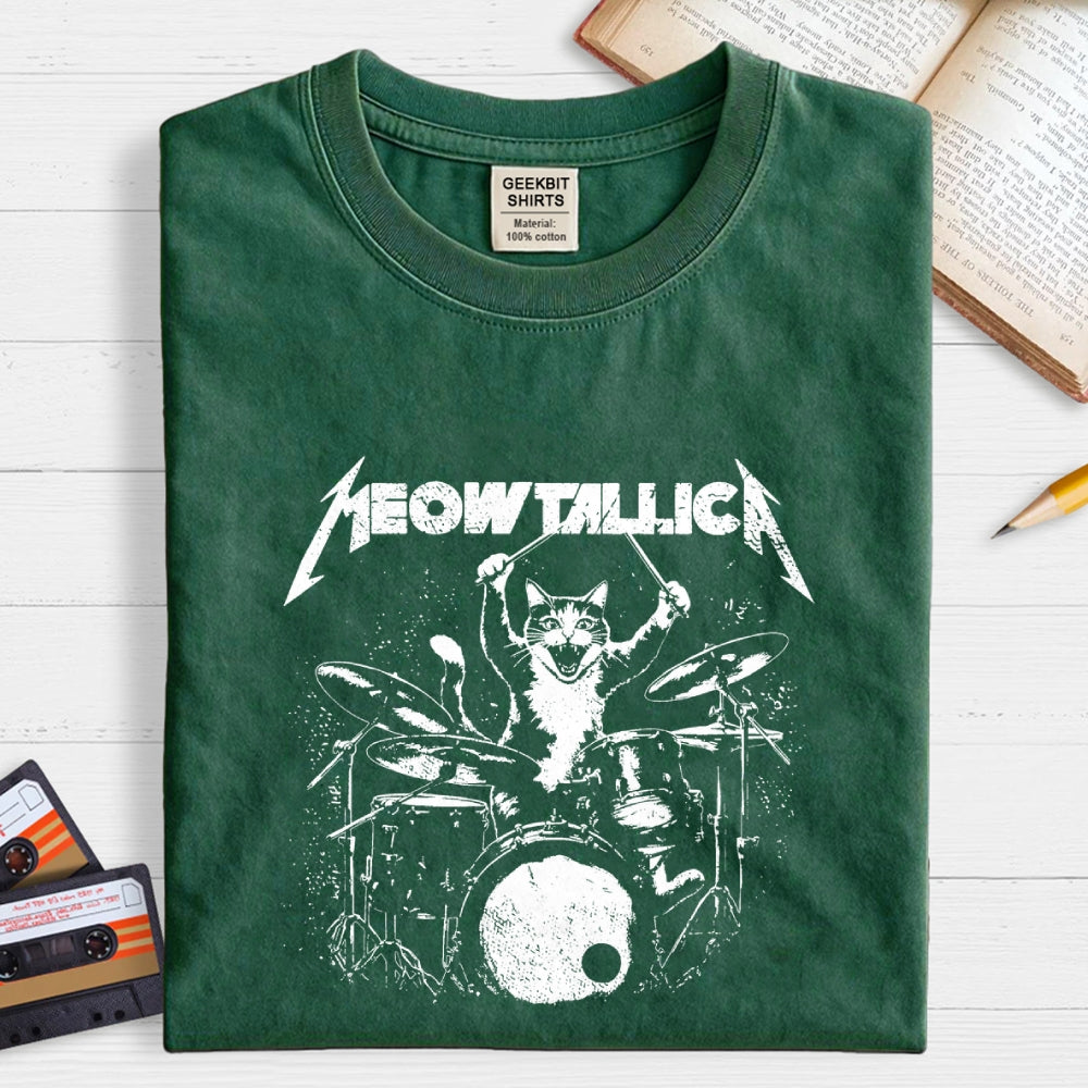 Meowtallica Cat Drummer funny cat  T-Shirt