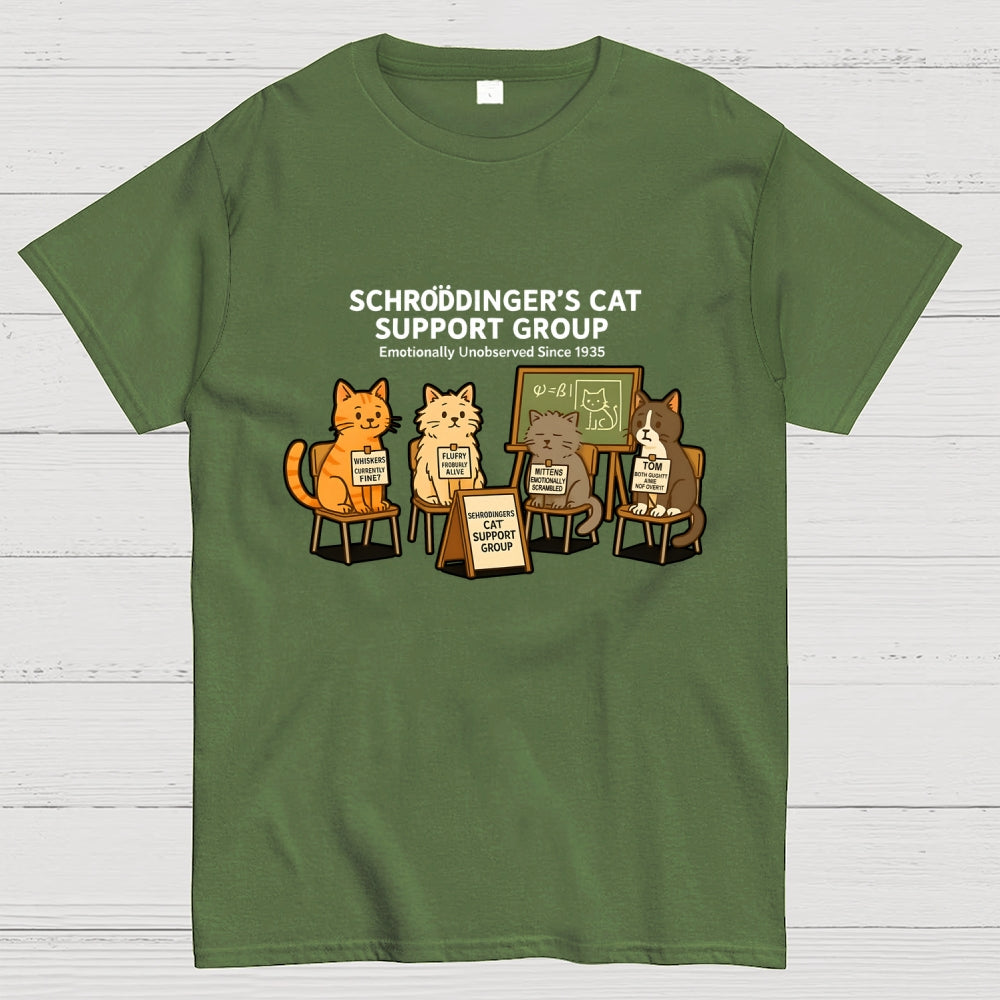 Schrödinger’s Cat Support Group - Emotionally Unobserved Since 1935  T-Shirt