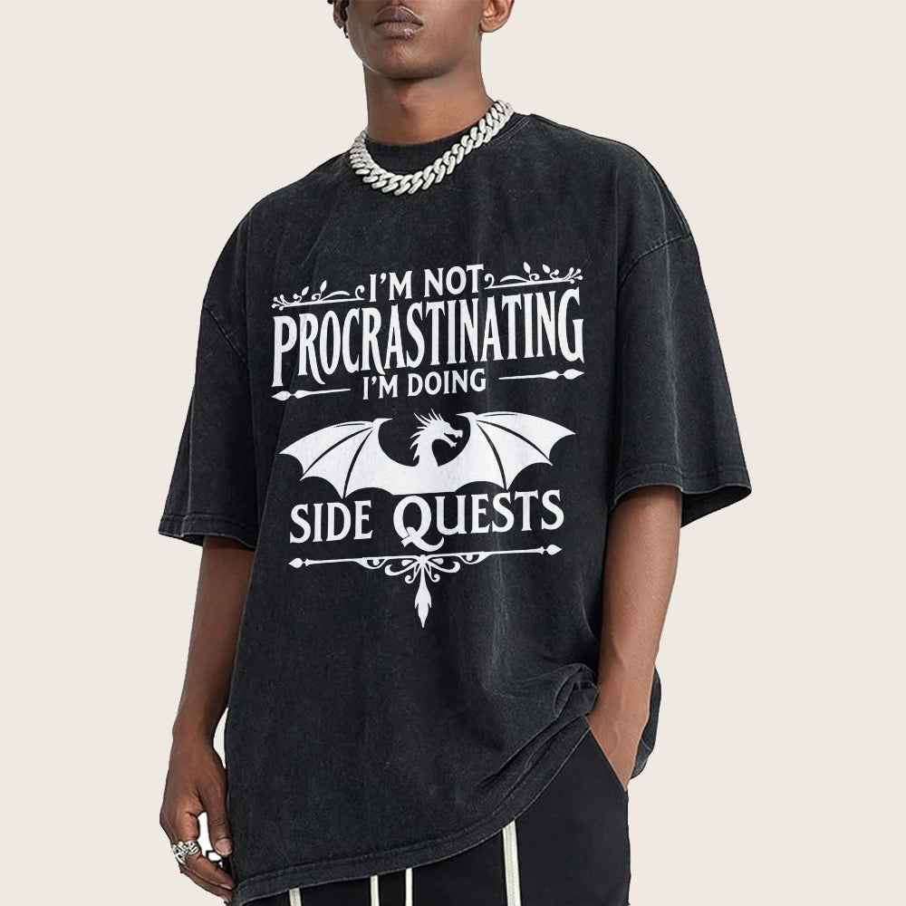 I'm not procrastinating, I'm doing a side quest. Vintage Distressed T-shirt