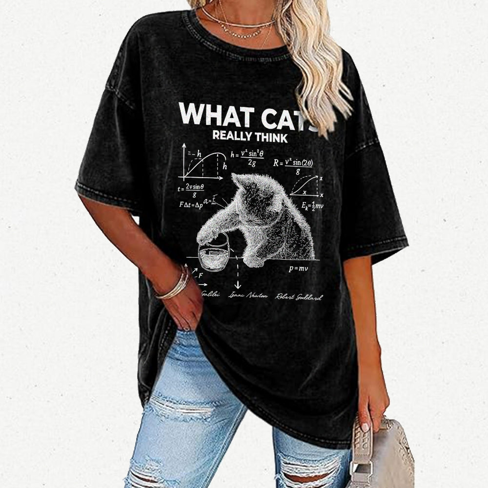 What Cats Really Think Vintage Distressed T-shirt