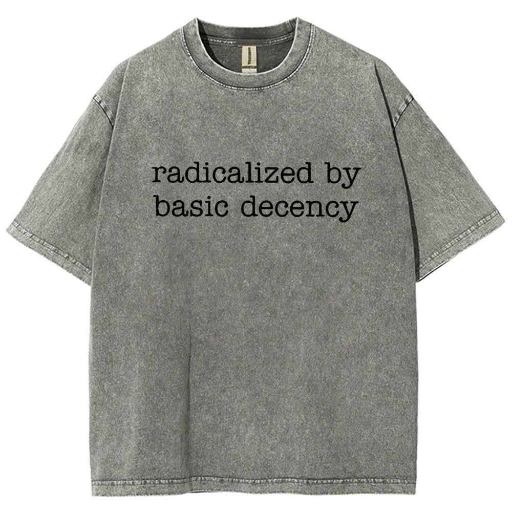 Embroidered Radicalized by Basic Decency Vintage Distressed T-shirt