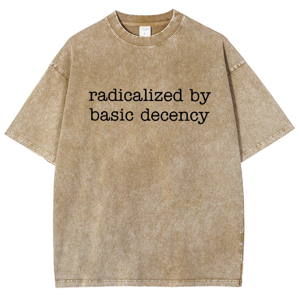 Embroidered Radicalized by Basic Decency Vintage Distressed T-shirt