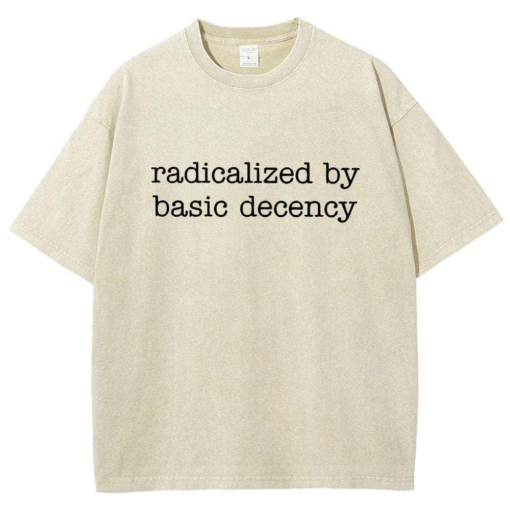 Embroidered Radicalized by Basic Decency Vintage Distressed T-shirt