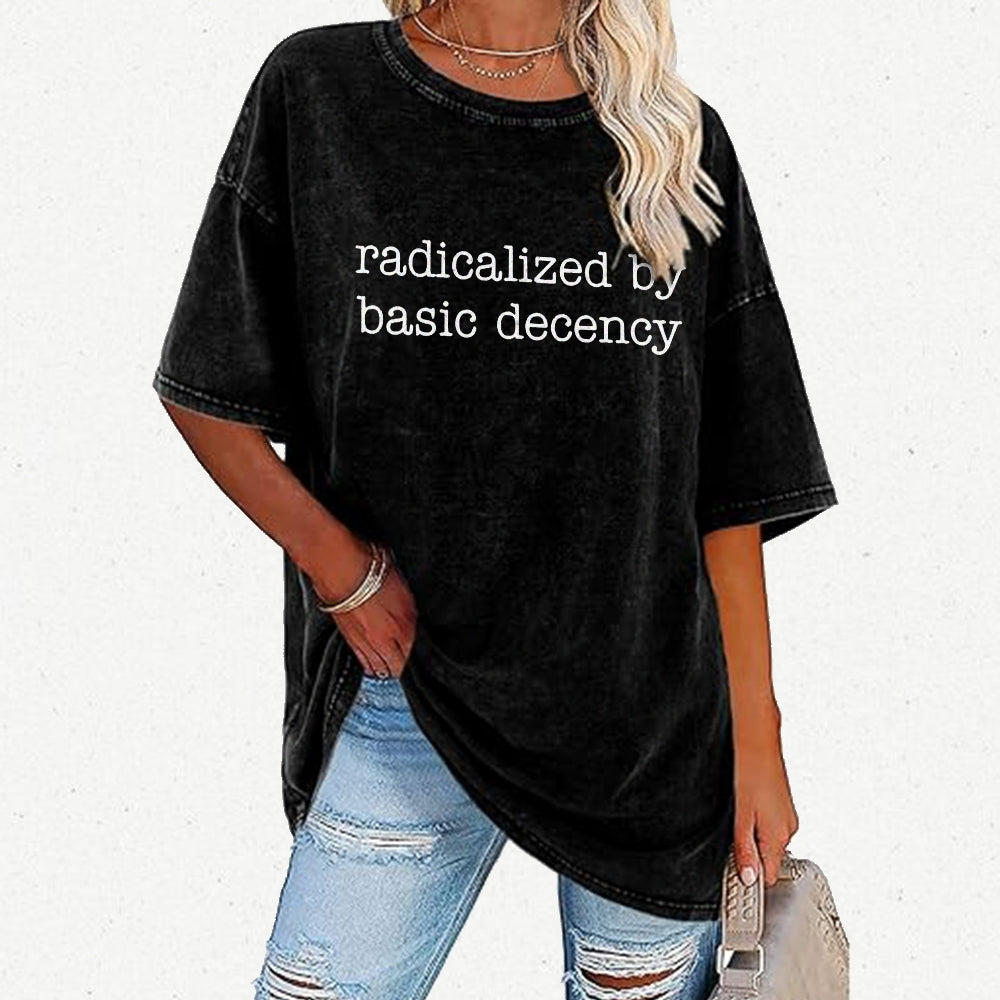 Embroidered Radicalized by Basic Decency Vintage Distressed T-shirt
