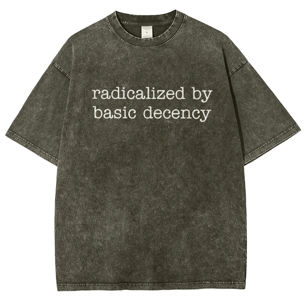Embroidered Radicalized by Basic Decency Vintage Distressed T-shirt