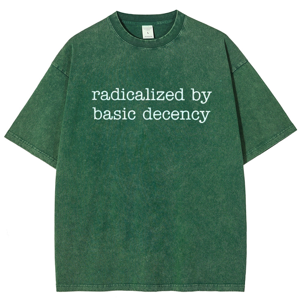 Embroidered Radicalized by Basic Decency Vintage Distressed T-shirt