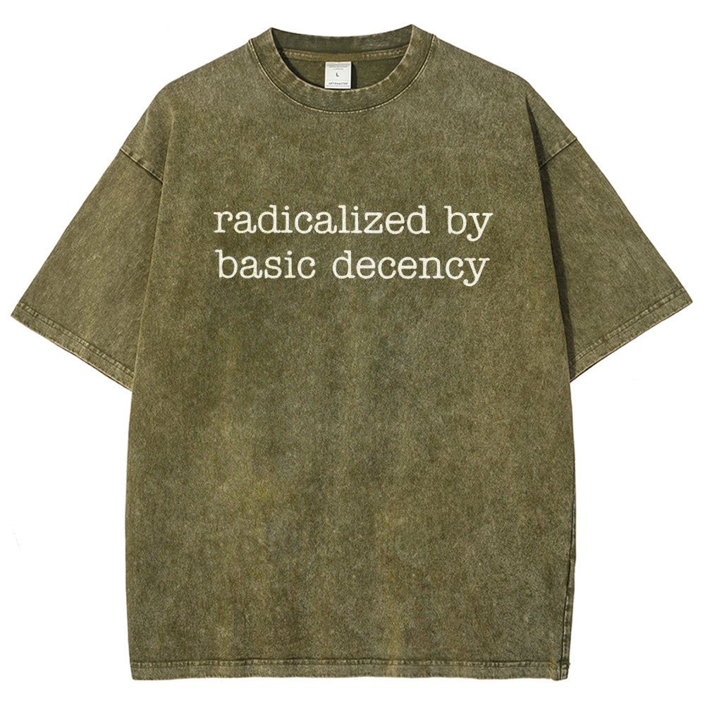Embroidered Radicalized by Basic Decency Vintage Distressed T-shirt