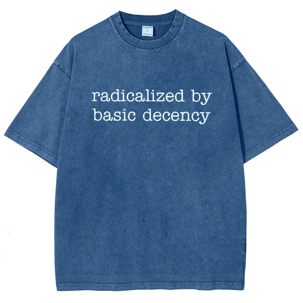 Embroidered Radicalized by Basic Decency Vintage Distressed T-shirt