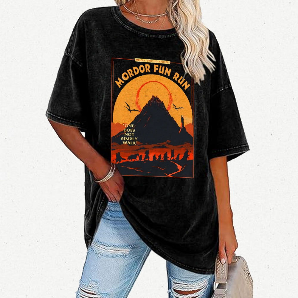 Middleearth's Annual Mordor Fun Run Sarcasm Vintage Distressed T-shirt