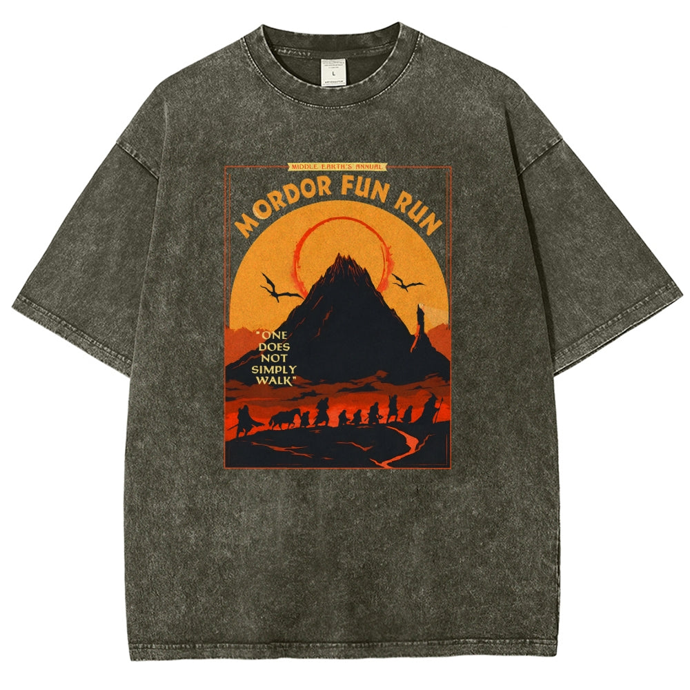 Middleearth's Annual Mordor Fun Run Sarcasm Vintage Distressed T-shirt