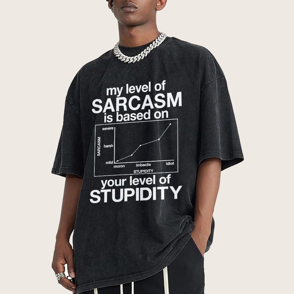 Sarcasm Level Chart Vintage Distressed T-shirt