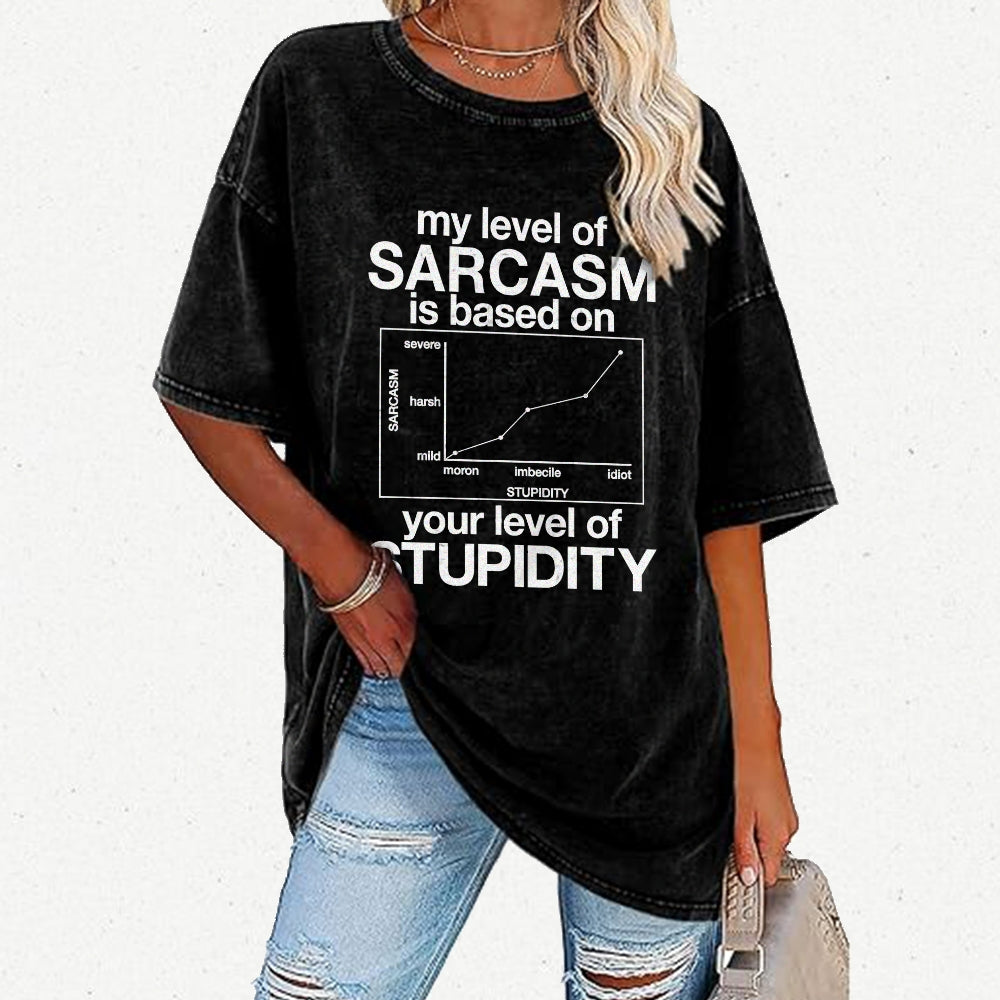 Sarcasm Level Chart Vintage Distressed T-shirt