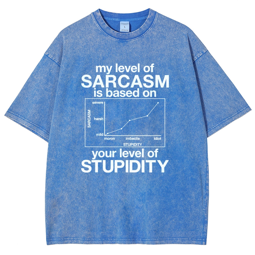 Sarcasm Level Chart Vintage Distressed T-shirt