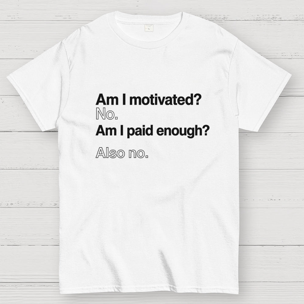 Am I motivated？ No. Am I paid enough？ Also no.  T-Shirt
