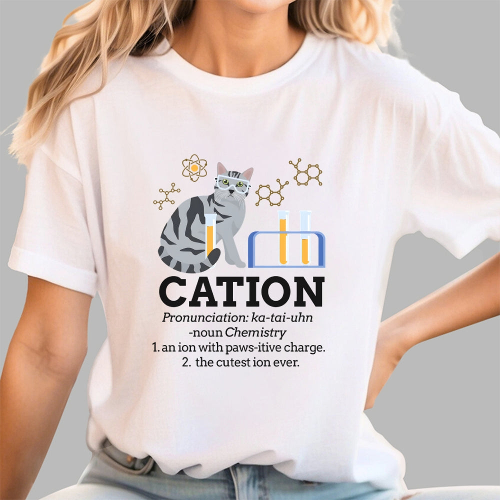 Cation Funny Chemistry Cat Pun  T-Shirt