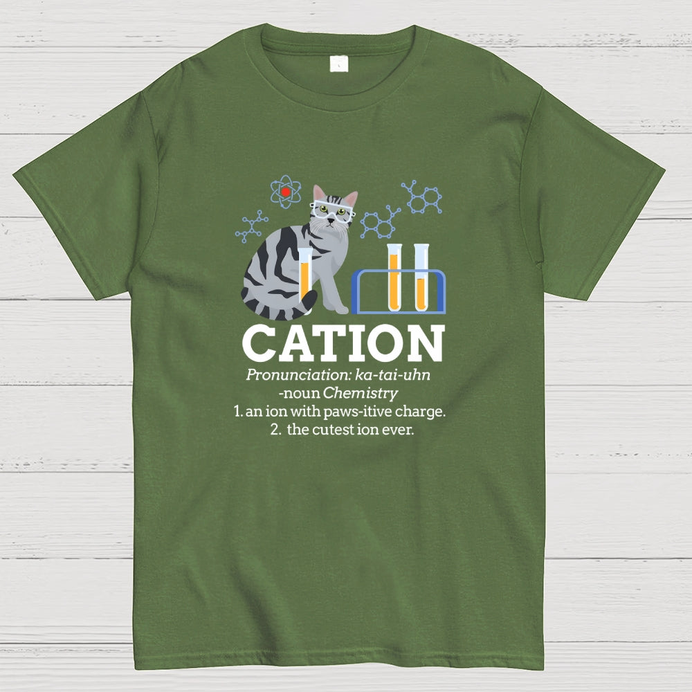 Cation Funny Chemistry Cat Pun  T-Shirt