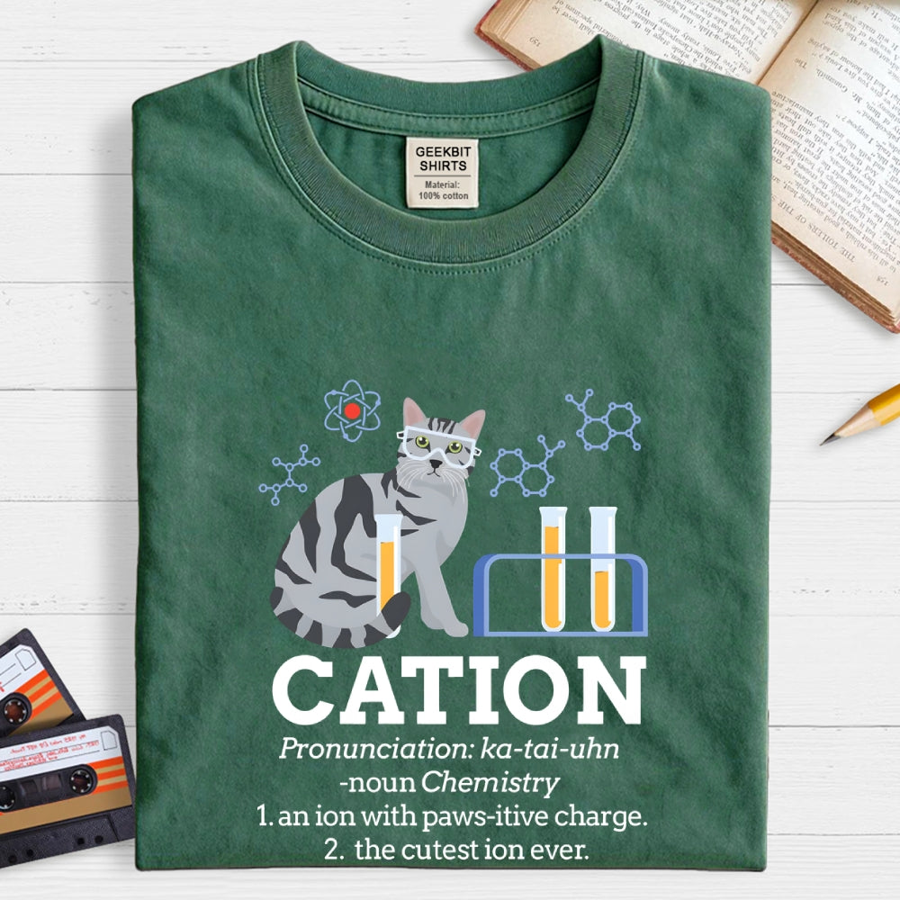 Cation Funny Chemistry Cat Pun  T-Shirt