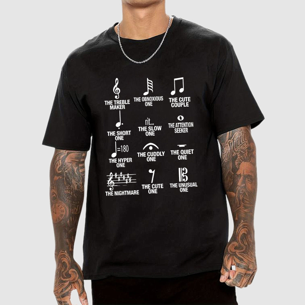 Musician With Note Types  T-Shirt