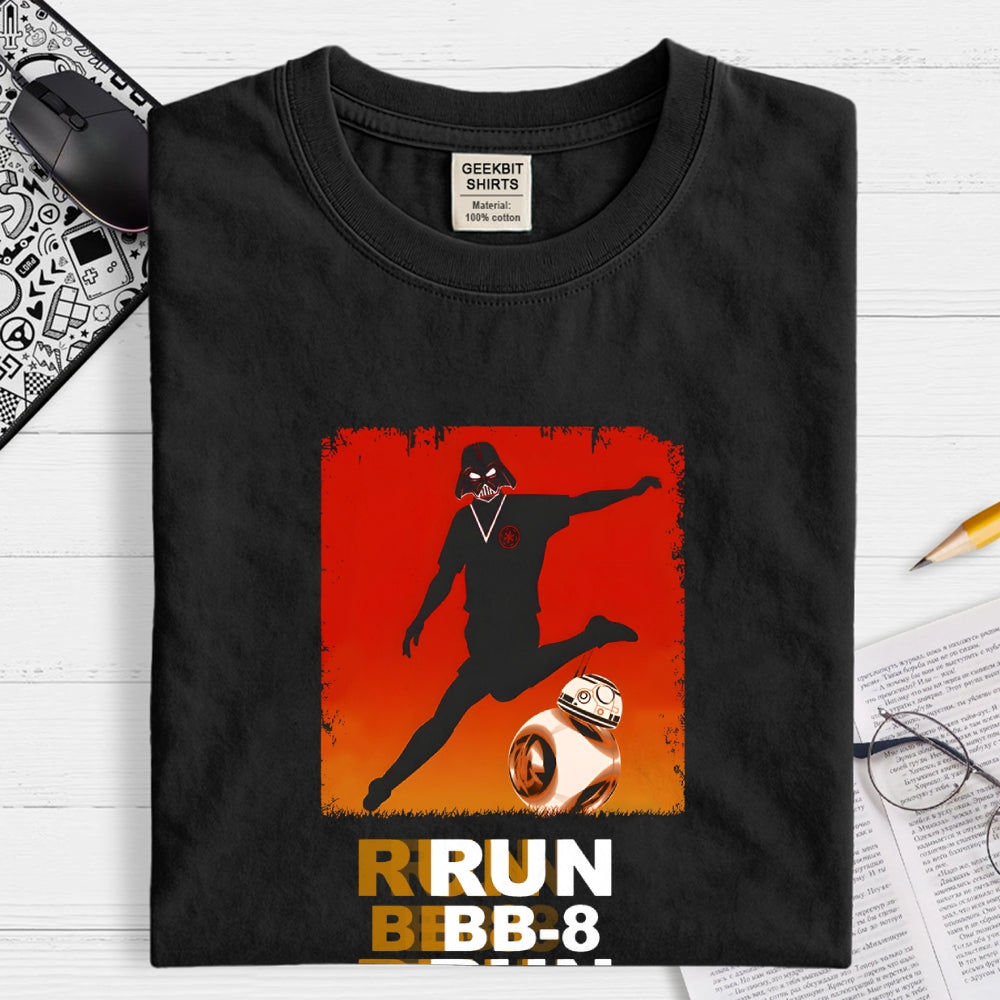 Run BB-8 Run Darth Vader Hitting BB8 Sci Fi Adventure  T-Shirt