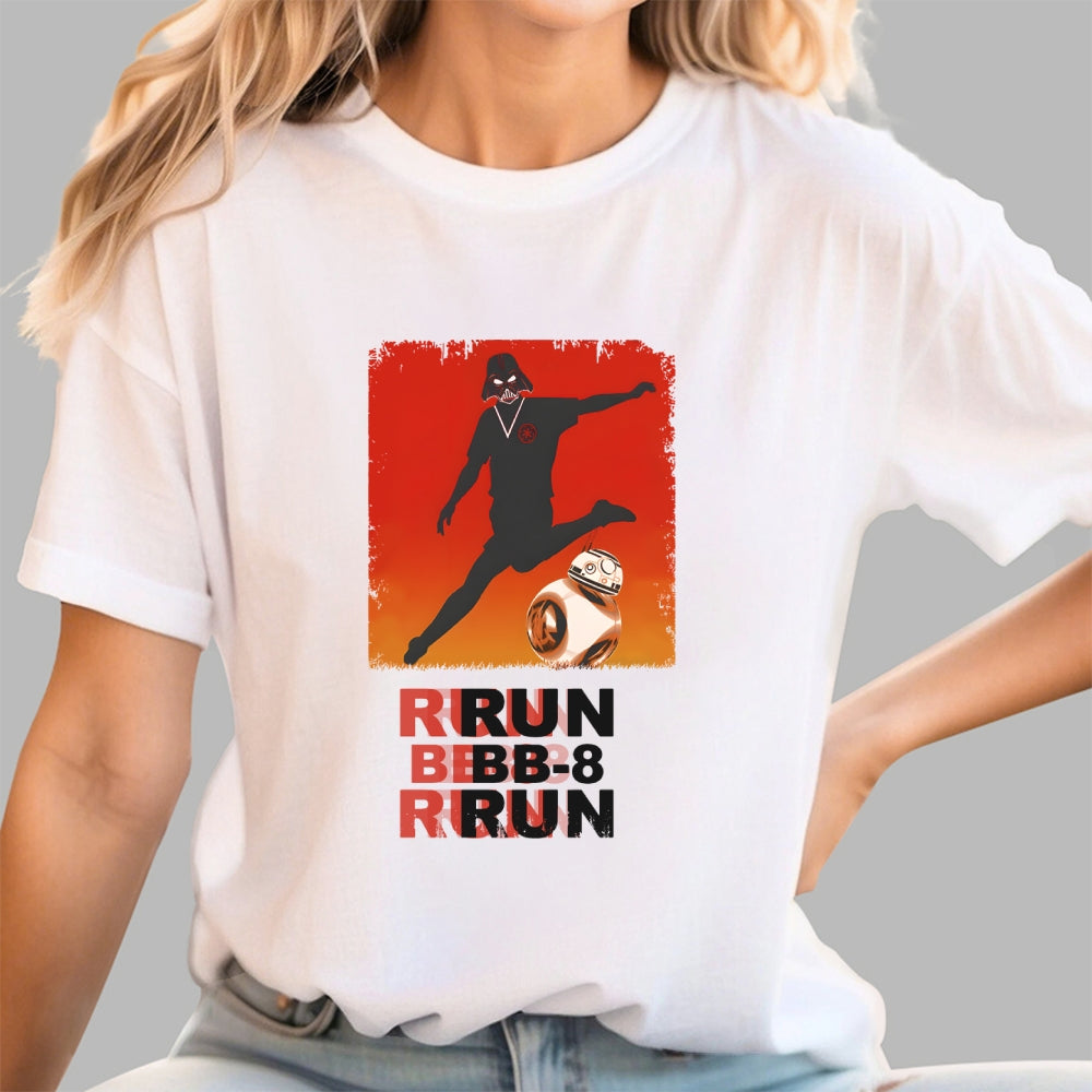 Run BB-8 Run Darth Vader Hitting BB8 Sci Fi Adventure  T-Shirt