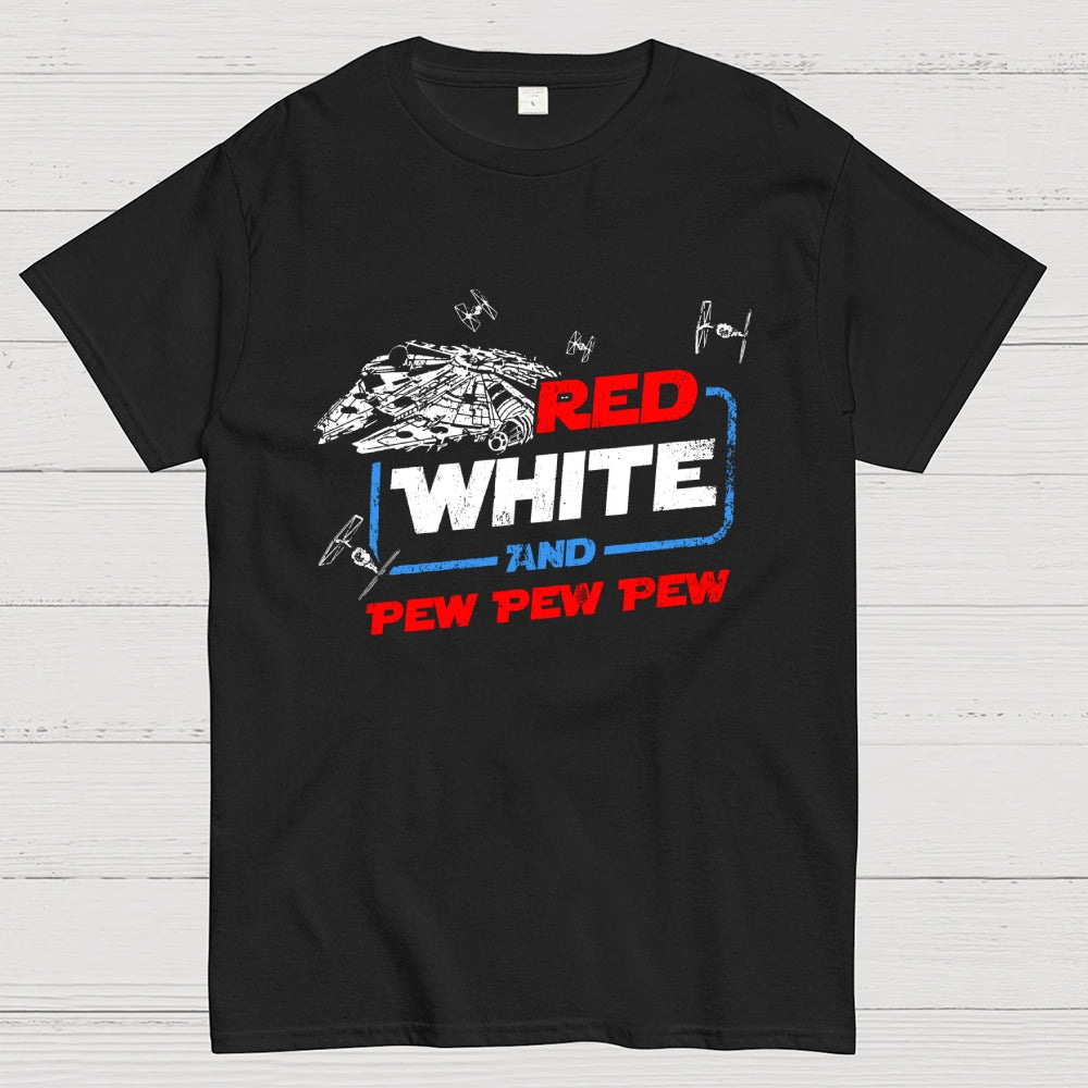 Star Red White and Pew Pew 4th of July  T-Shirt