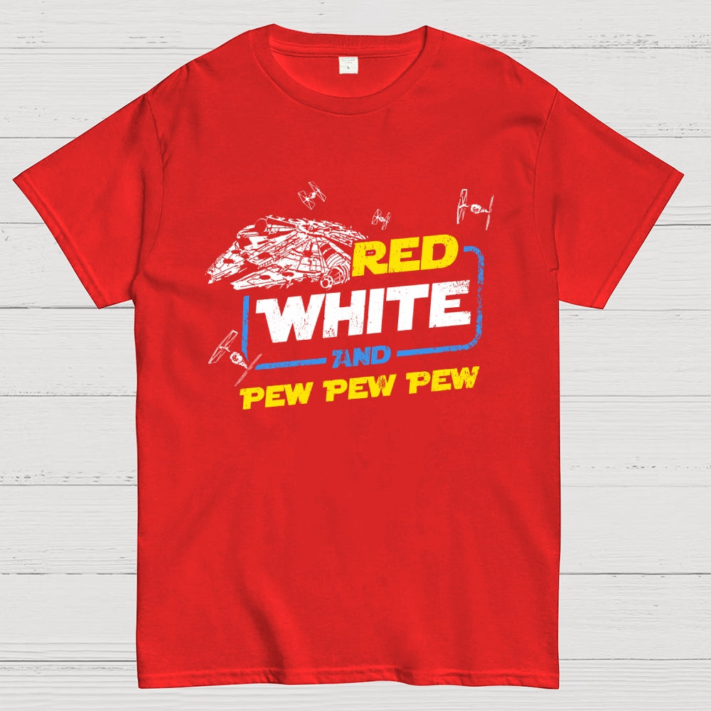 Star Red White and Pew Pew 4th of July  T-Shirt