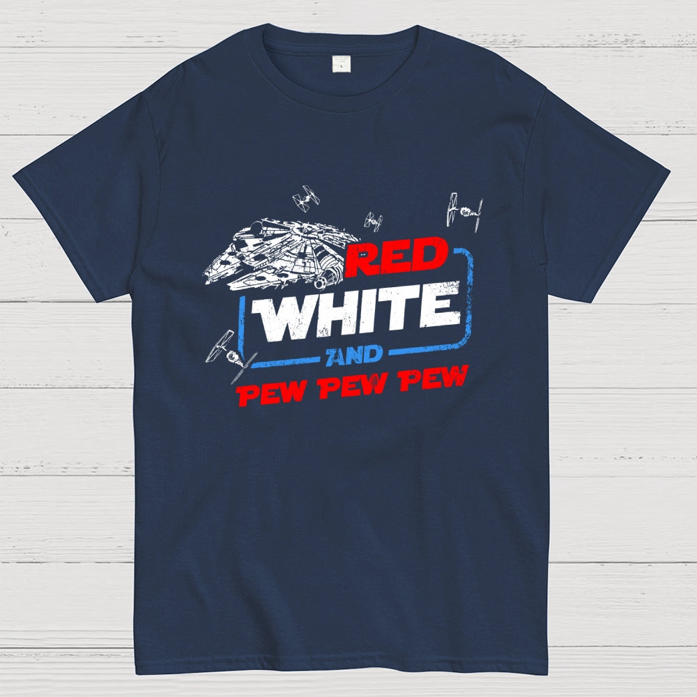 Star Red White and Pew Pew 4th of July  T-Shirt