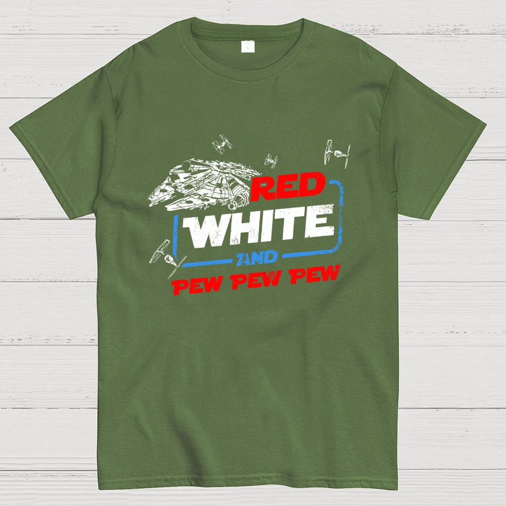 Star Red White and Pew Pew 4th of July  T-Shirt