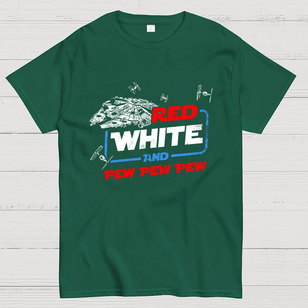 Star Red White and Pew Pew 4th of July  T-Shirt