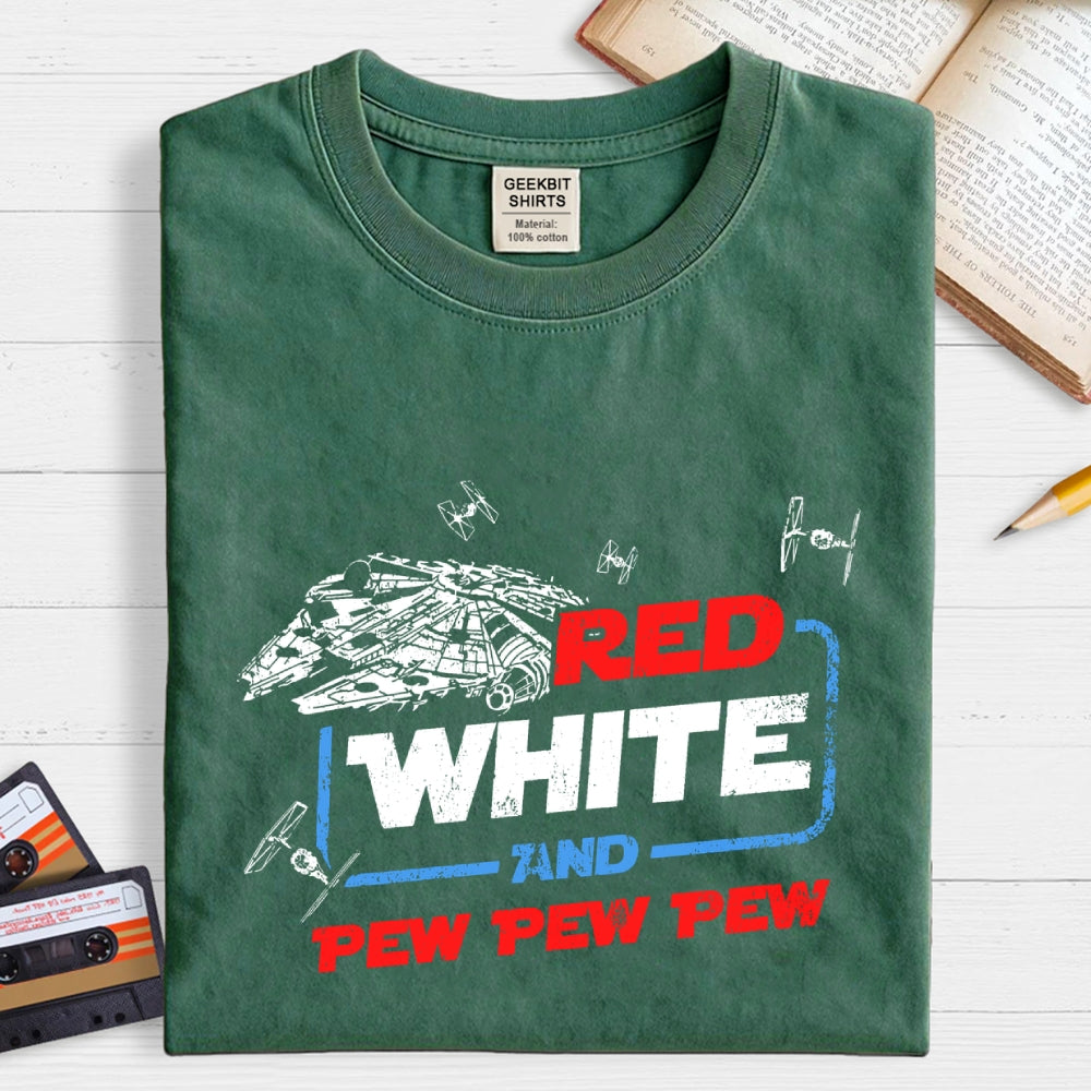 Star Red White and Pew Pew 4th of July  T-Shirt