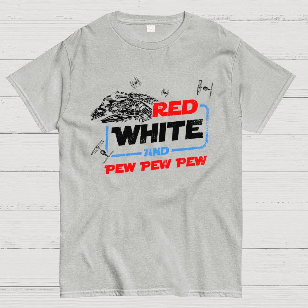 Star Red White and Pew Pew 4th of July  T-Shirt