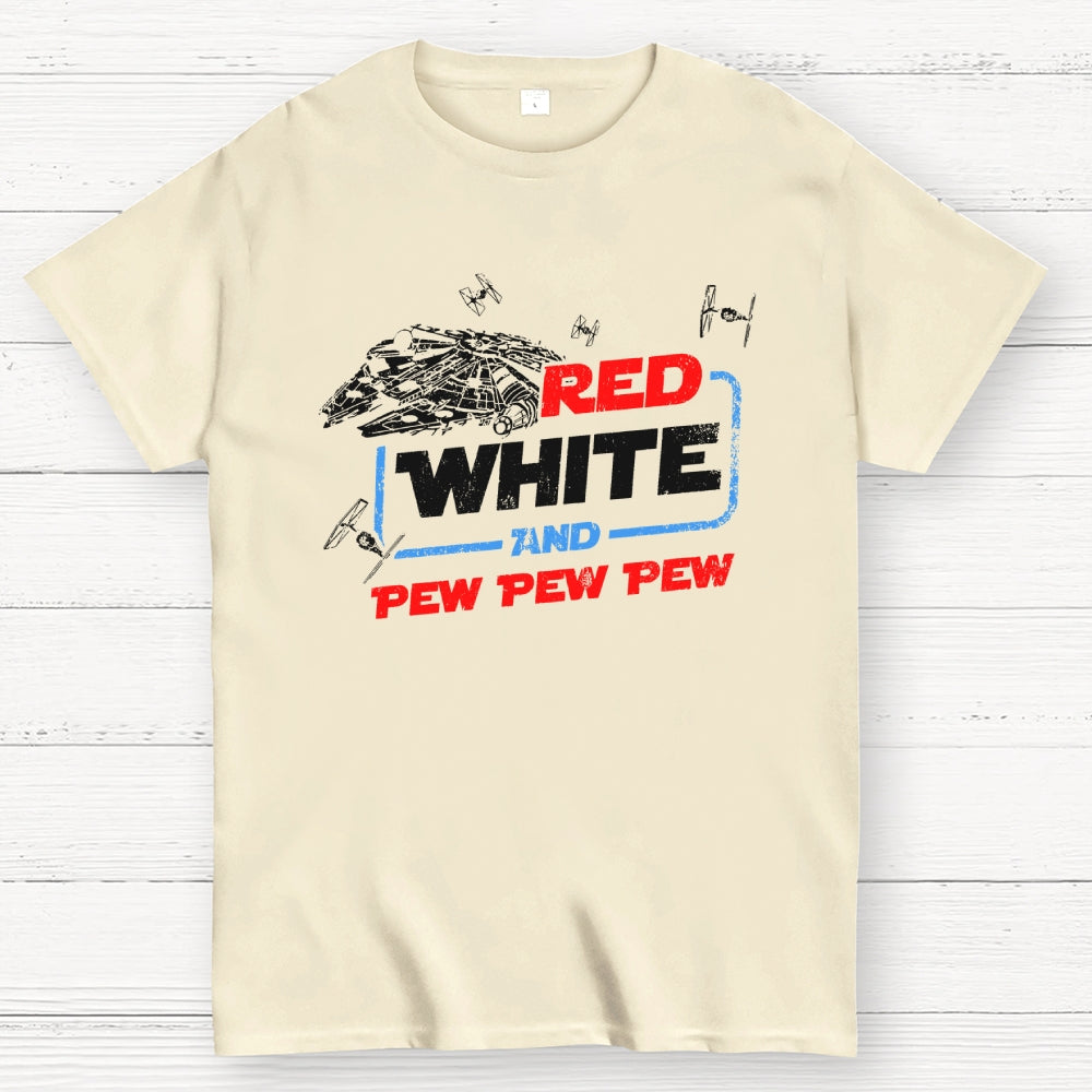 Star Red White and Pew Pew 4th of July  T-Shirt
