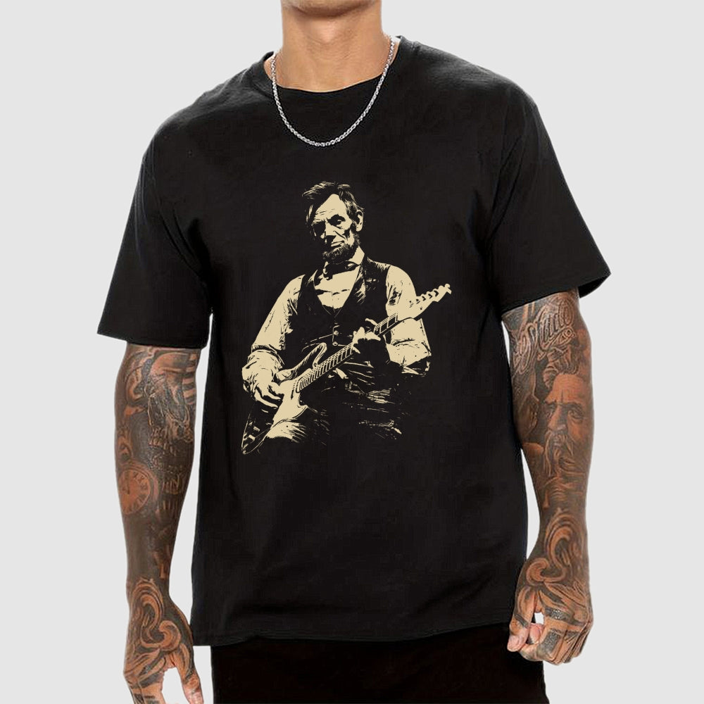 Lincoln Playing Guitar  T-Shirt