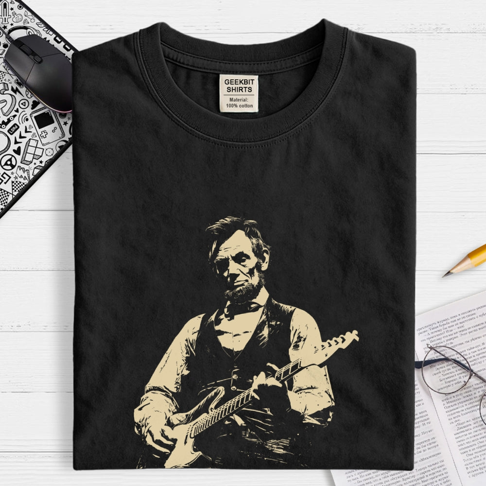 Lincoln Playing Guitar  T-Shirt